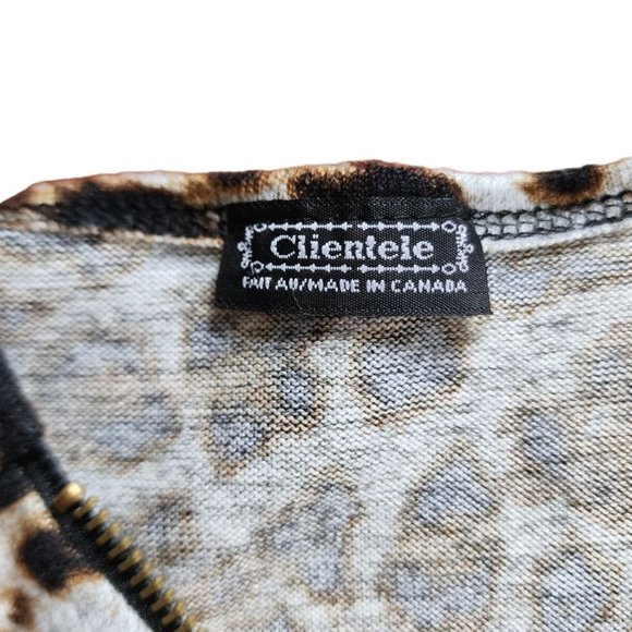 Clientele Blouse Women's Size OS Animal Print Tiger 3/4 Sleeve Zip - Picture 7 of 16